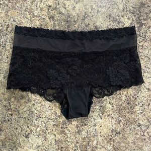 High waisted Victoria’s Secret black lace and mesh panties size medium